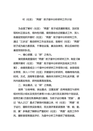 村（社区）“两委”班子届中分析研判工作计划11篇（详细版）.docx