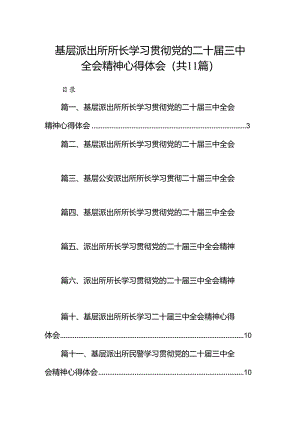 （11篇）基层派出所所长学习贯彻党的二十届三中全会精神心得体会（详细版）.docx