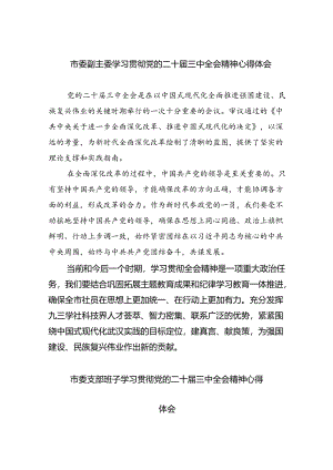 市委副主委学习贯彻党的二十届三中全会精神心得体会（共8篇）.docx