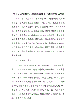 国有企业党委书记抓基层党建工作述职报告范文稿.docx