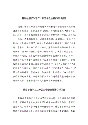 基层检察长学习二十届三中全会精神研讨发言（共8篇）.docx