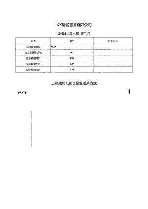 XX运输服务有限公司应急协调小组通讯录（2024年）.docx
