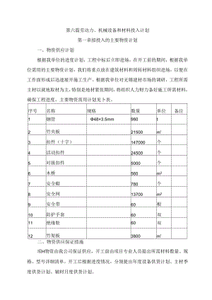 劳动力、机械设备和材料投入计划.docx