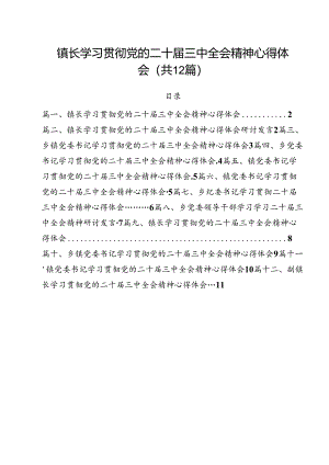 镇长学习贯彻党的二十届三中全会精神心得体会12篇专题资料.docx