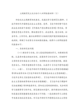 主题教育民主生活会 个人对照检查材料（1）.docx