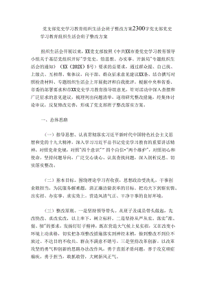 党支部党史学习教育组织生活会班子整改方案2300字.docx