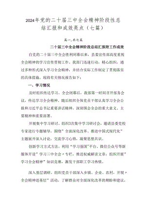 2024年党的二十届三中全会精神阶段性总结汇报和成效亮点（七篇）.docx