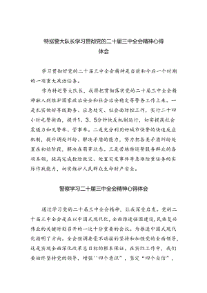 特巡警大队长学习贯彻党的二十届三中全会精神心得体会5篇（精选版）.docx