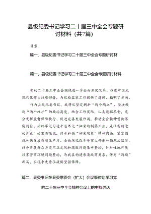县级纪委书记学习二十届三中全会专题研讨材料（共7篇）.docx