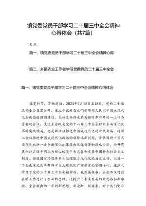 镇党委党员干部学习二十届三中全会精神心得体会（共7篇）.docx