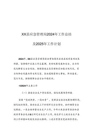 XX县应急管理局2024年工作总结及2025年工作计划1.docx