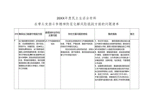 20XX年度民主生活会材料在带头发扬斗争精神防范化解风险挑战方面的问题清单.docx