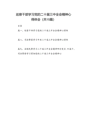 （15篇）巡察干部学习党的二十届三中全会精神心得体会（详细版）.docx