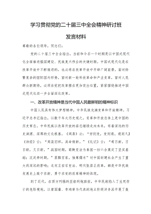 学习贯彻党的二十届三中全会精神研讨班发言材料 3篇.docx