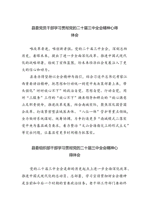 县委党员干部学习贯彻党的二十届三中全会精神心得体会8篇（详细版）.docx