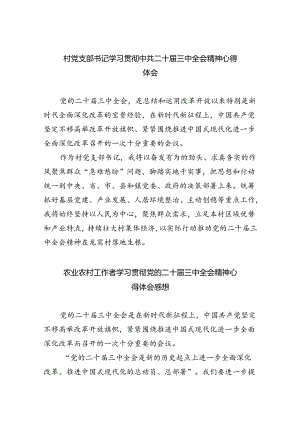 （9篇）村党支部书记学习贯彻中共二十届三中全会精神心得体会范文.docx