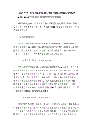 国企2024-2025年度党组织书记抓基层党建述职报告.docx
