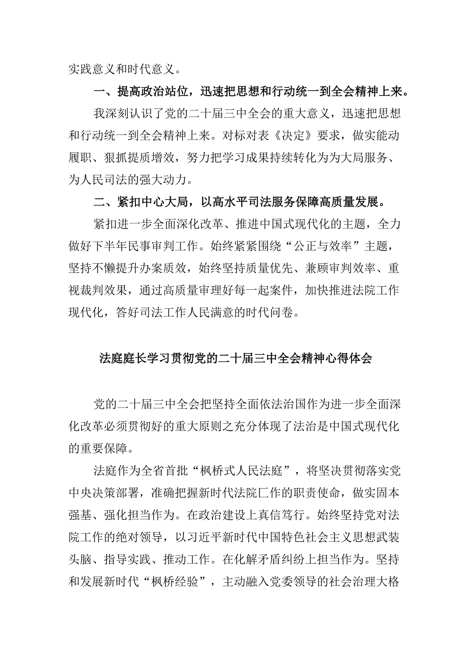 (11篇)法庭庭长学习贯彻党的二十届三中全会精神心得体会(精选).docx_第2页