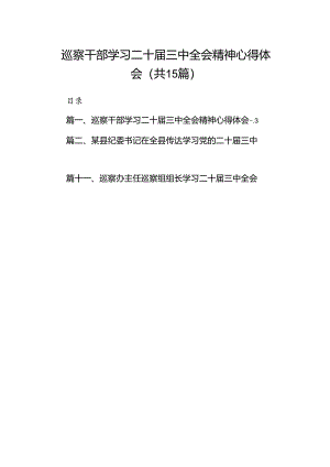 （15篇）巡察干部学习二十届三中全会精神心得体会（最新版）.docx