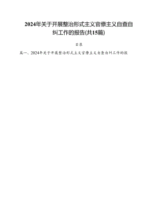 （15篇）2024年关于开展整治形式主义官僚主义自查自纠工作的报告范文.docx