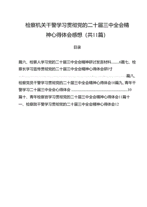 检察机关干警学习贯彻党的二十届三中全会精神心得体会感想11篇（精选）.docx