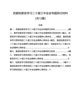 员额检察官学习二十届三中全会专题研讨材料（共12篇）.docx