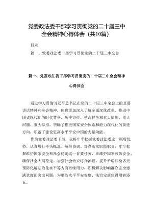 （10篇）党委政法委干部学习贯彻党的二十届三中全会精神心得体会范文.docx