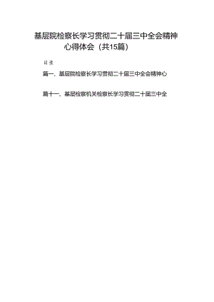 （15篇）基层院检察长学习贯彻二十届三中全会精神心得体会（精选）.docx