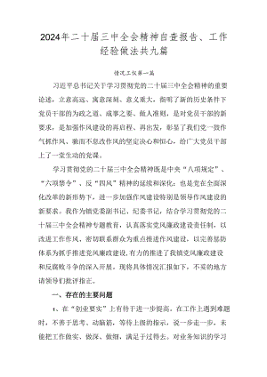 2024年二十届三中全会精神自查报告、工作经验做法共九篇.docx