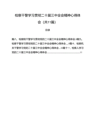 检察干警学习贯彻二十届三中全会精神心得体会11篇供参考.docx