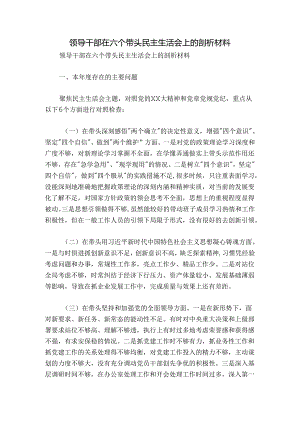 领导干部在六个带头民主生活会上的剖析材料.docx