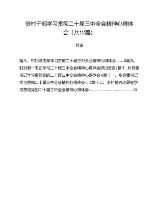 驻村干部学习贯彻二十届三中全会精神心得体会（共12篇）.docx