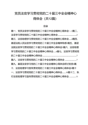 党员法官学习贯彻党的二十届三中全会精神心得体会12篇（详细版）.docx