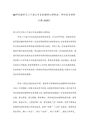 （13篇）XX市民建学习二十届三中全会精神心得体会、研讨发言材料汇编.docx