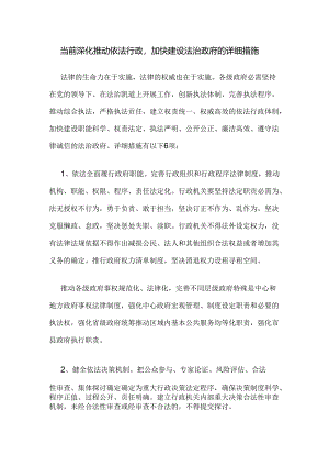 当前深入推进依法行政,加快建设法治政府的具体措施.docx
