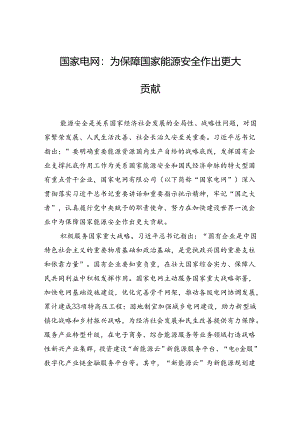 国家电网：为保障国家能源安全作出更大贡献.docx
