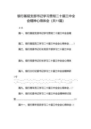 （11篇）银行基层支部书记学习贯彻二十届三中全会精神心得体会（最新版）.docx