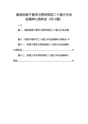 基层检察干警学习贯彻党的二十届三中全会精神心得体会12篇.docx