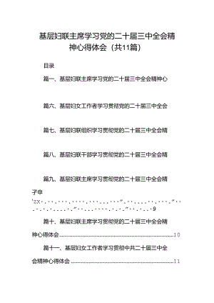 （11篇）基层妇联主席学习党的二十届三中全会精神心得体会范文.docx