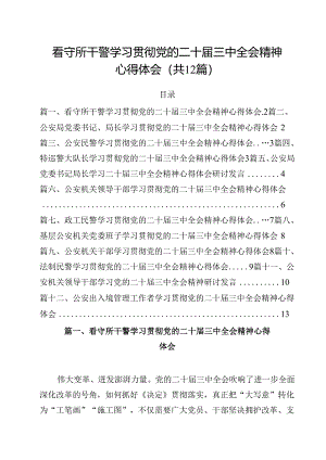 看守所干警学习贯彻党的二十届三中全会精神心得体会12篇（详细版）.docx