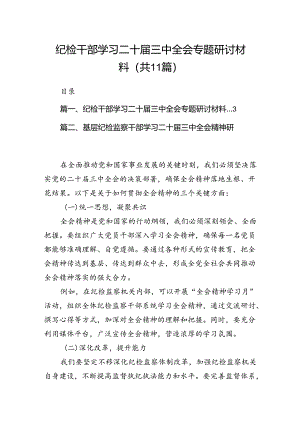 （11篇）纪检干部学习二十届三中全会专题研讨材料（详细版）.docx