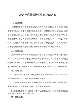 (12篇)关于开展2024年世界精神卫生日活动方案最新范文.docx