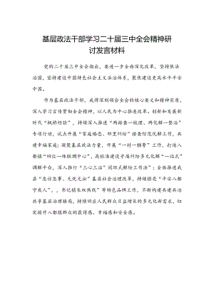 基层政法干部学习二十届三中全会精神研讨发言材料.docx