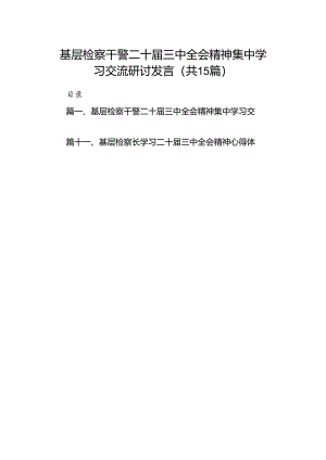 （15篇）基层检察干警二十届三中全会精神集中学习交流研讨发言（详细版）.docx