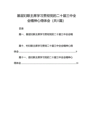 （11篇）基层妇联主席学习贯彻党的二十届三中全会精神心得体会样例.docx