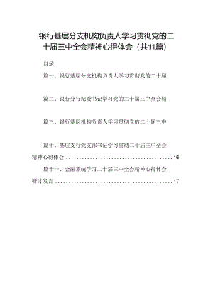 （11篇）银行基层分支机构负责人学习贯彻党的二十届三中全会精神心得体会范文.docx