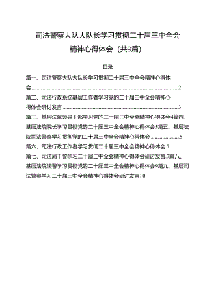 司法警察大队大队长学习贯彻二十届三中全会精神心得体会（共9篇）.docx