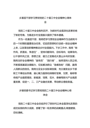 （9篇）乡基层干部学习贯彻党的二十届三中全会精神心得体会（精选）.docx