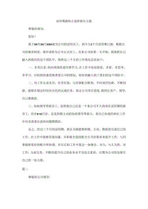 试用期满转正述职报告五篇.docx