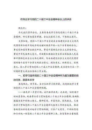 （8篇）在传达学习党的二十届三中全会精神会议上的讲话（最新版）.docx
